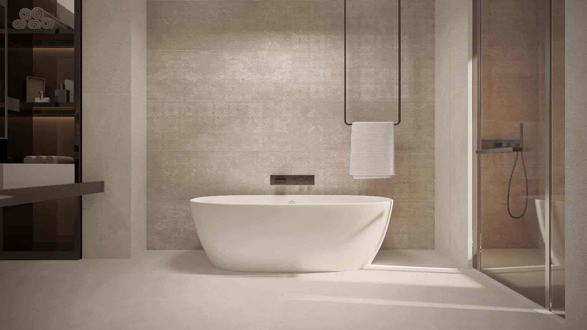 تصویر 1 از سرامیک پرسلان کف حمام طرح هندسی مدرن